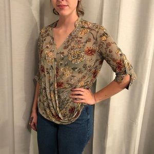 Green Floral Blouse